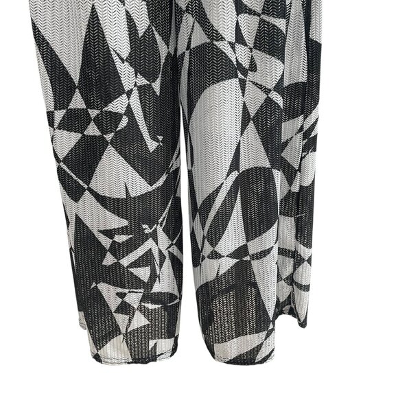 Wide-Leg Abstract Black & White Patterned Pants By Kiwi & Punch XL Elastic Waist - Picture 10 of 11